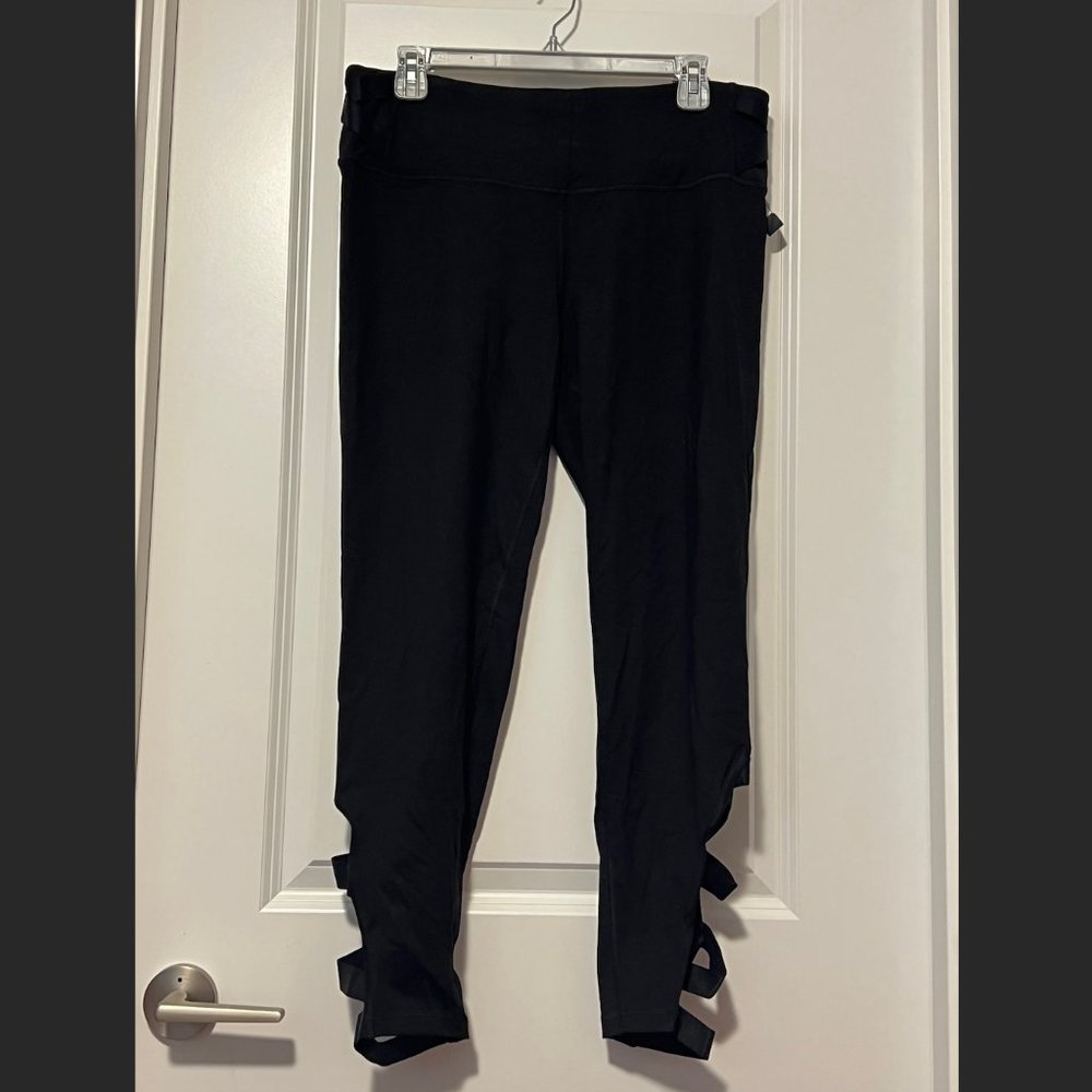 Victoria Sport Knockout by Victoria's Secret Black Strappy Tight Leggings XL NWT